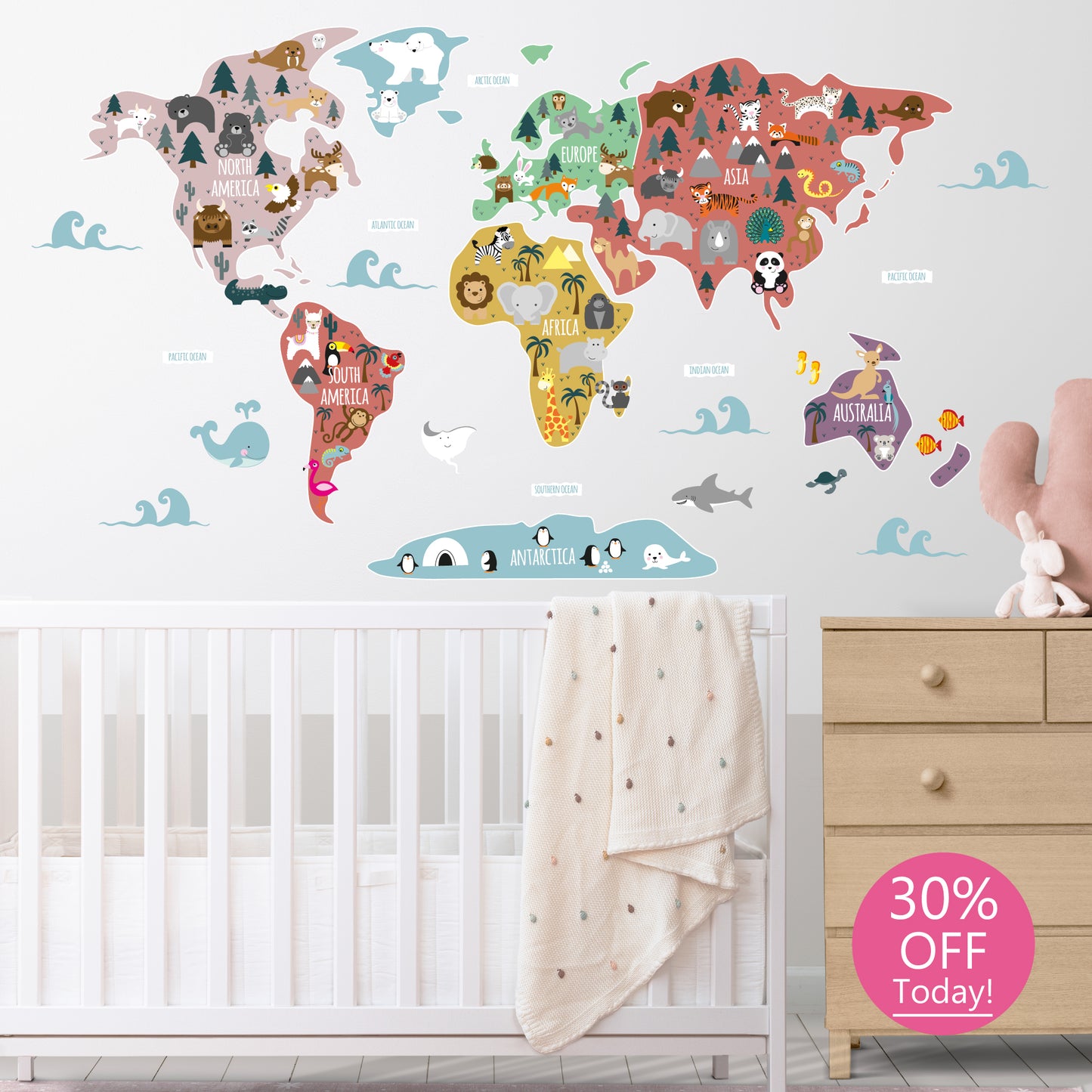Children's Map of The World Wall Decals