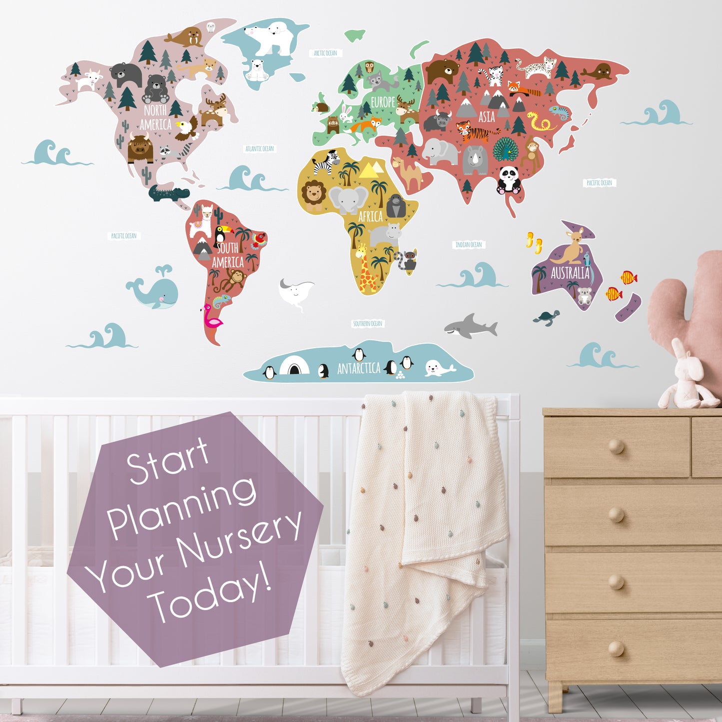 Children's Map of The World Wall Decals