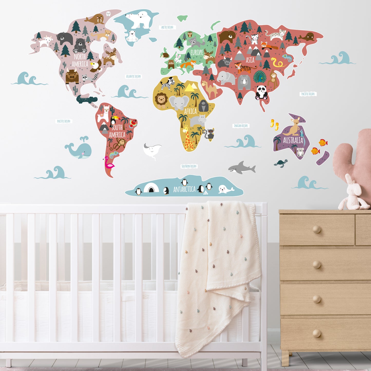 Children's Map of The World Wall Decals