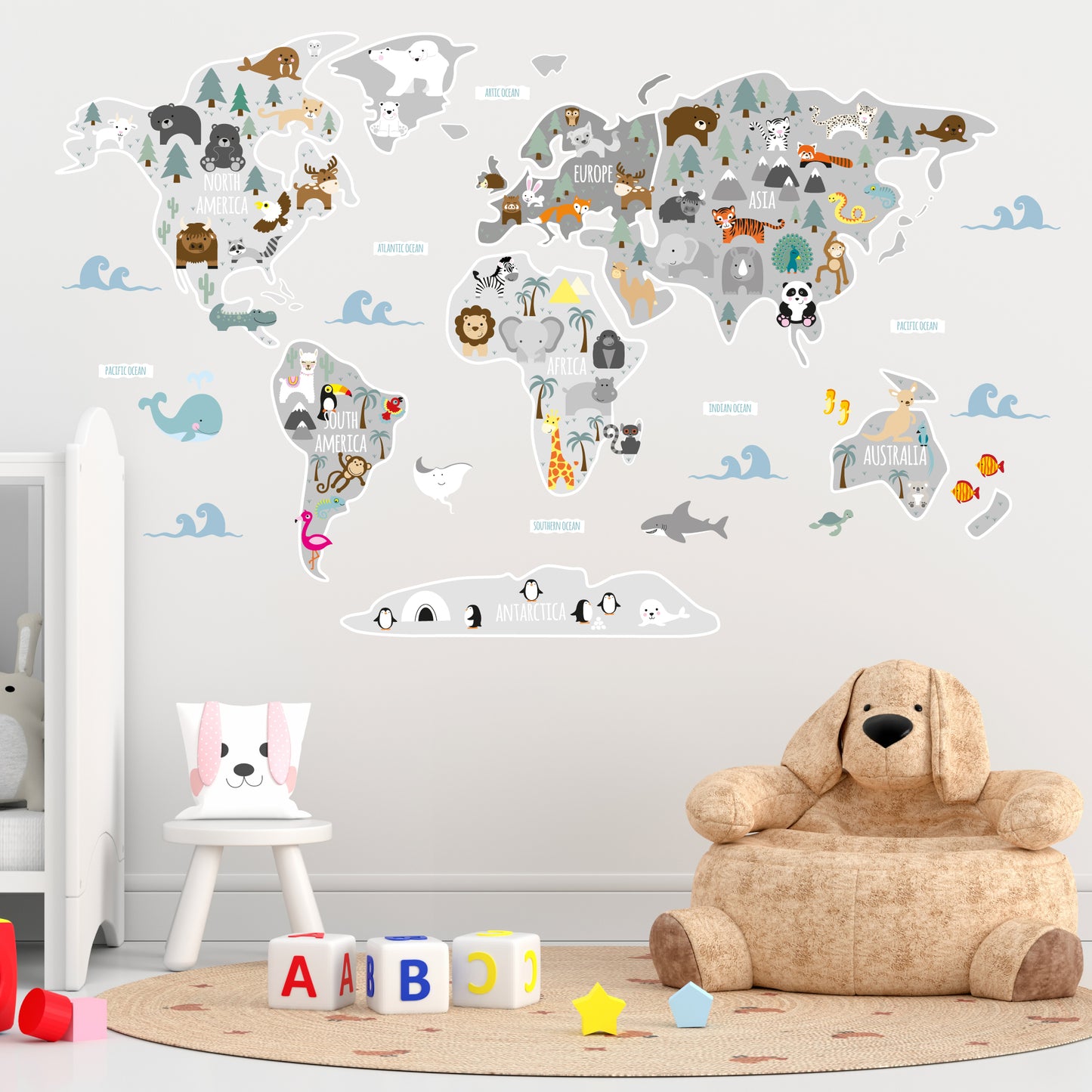 Children's Map of The World Wall Stickers