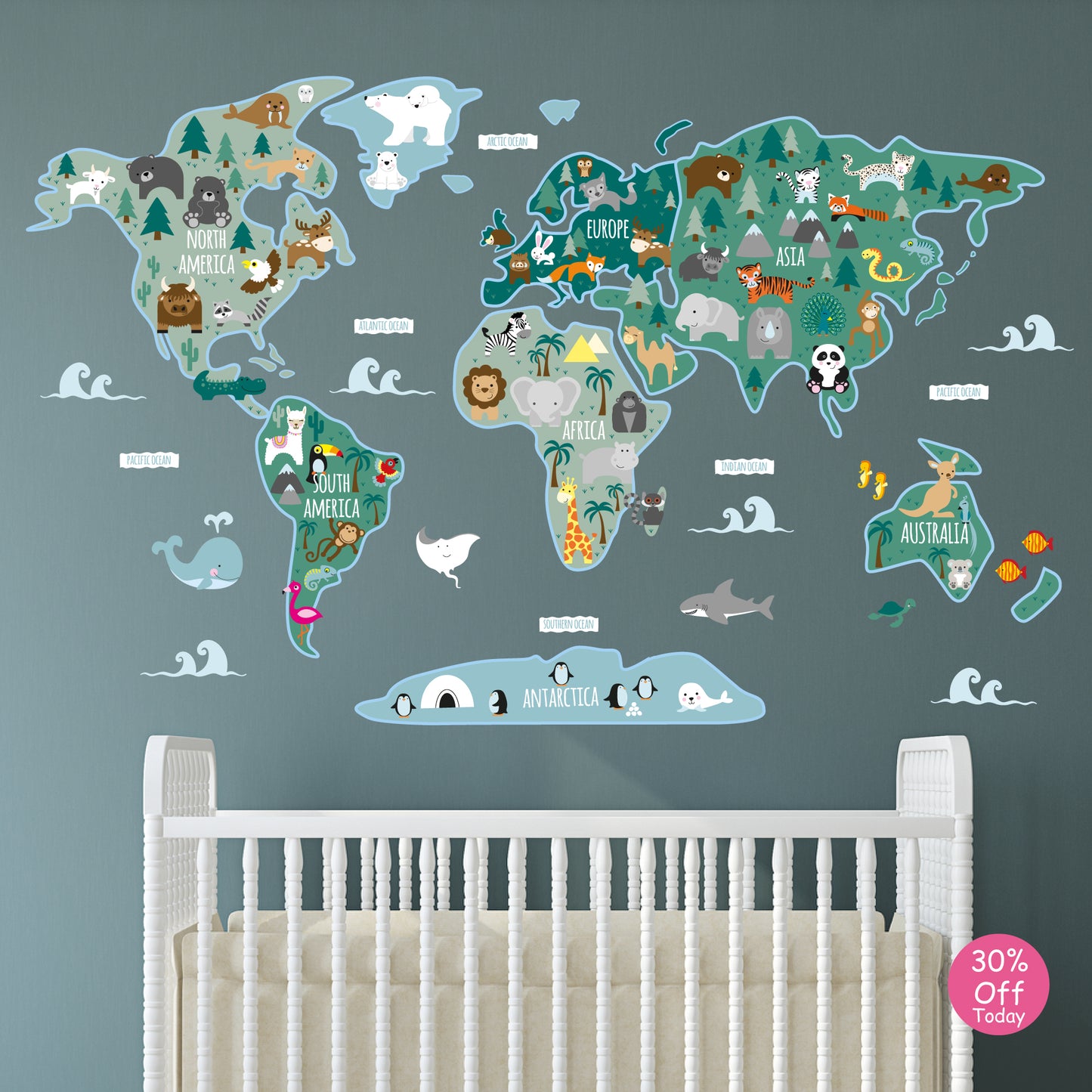 Children's Map of The World Wall Stickers