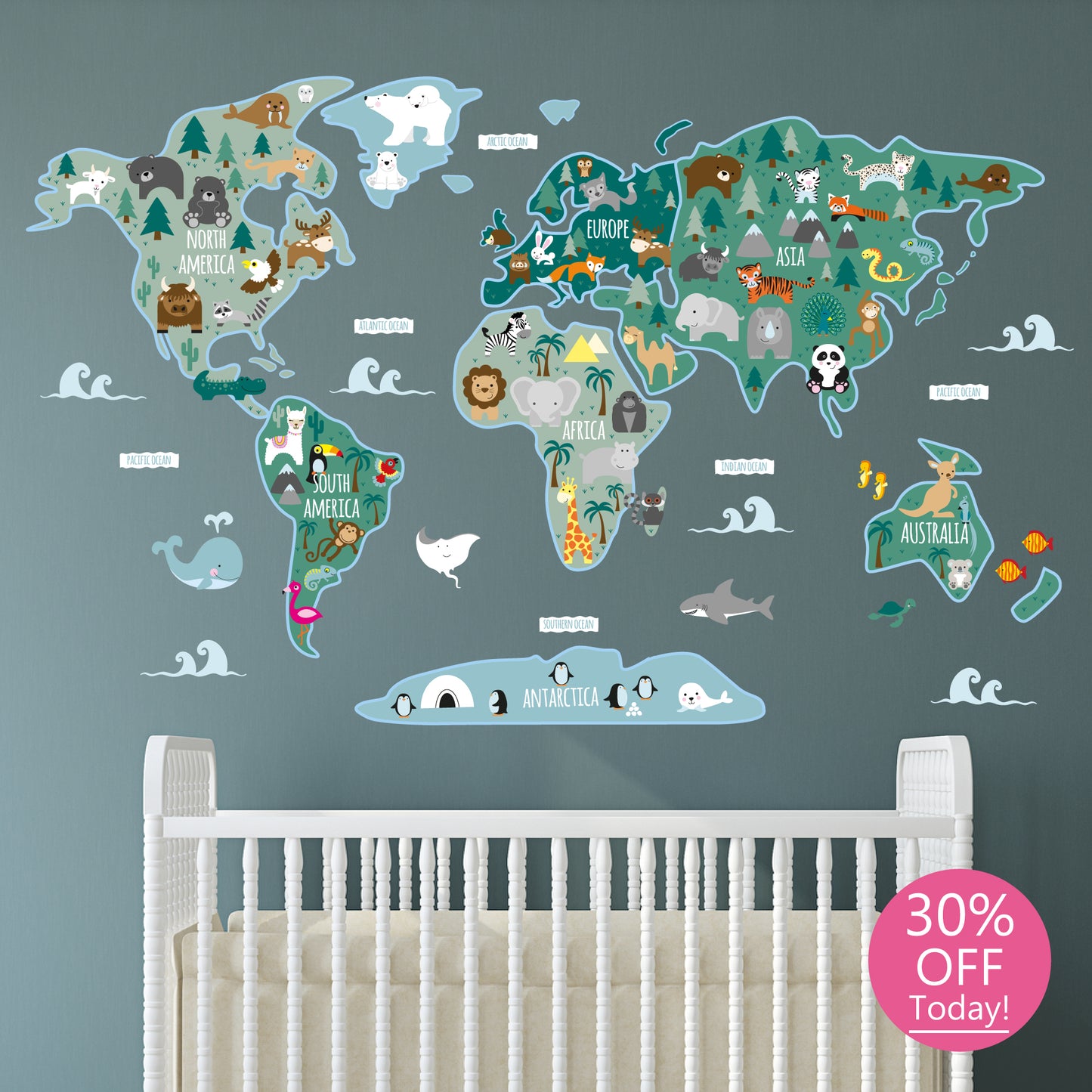 Children's Map of The World Wall Stickers