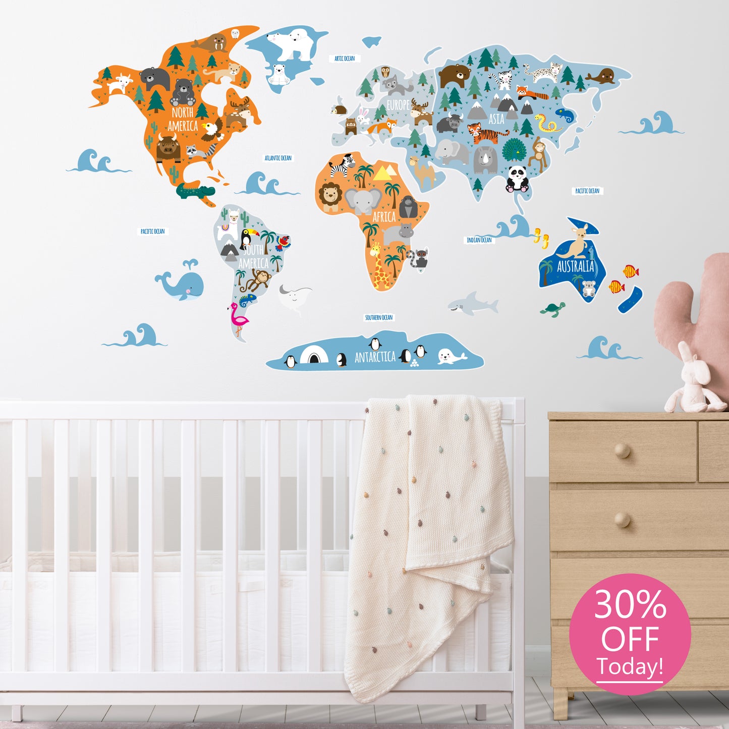 Boy's Map of The World Wall Stickers