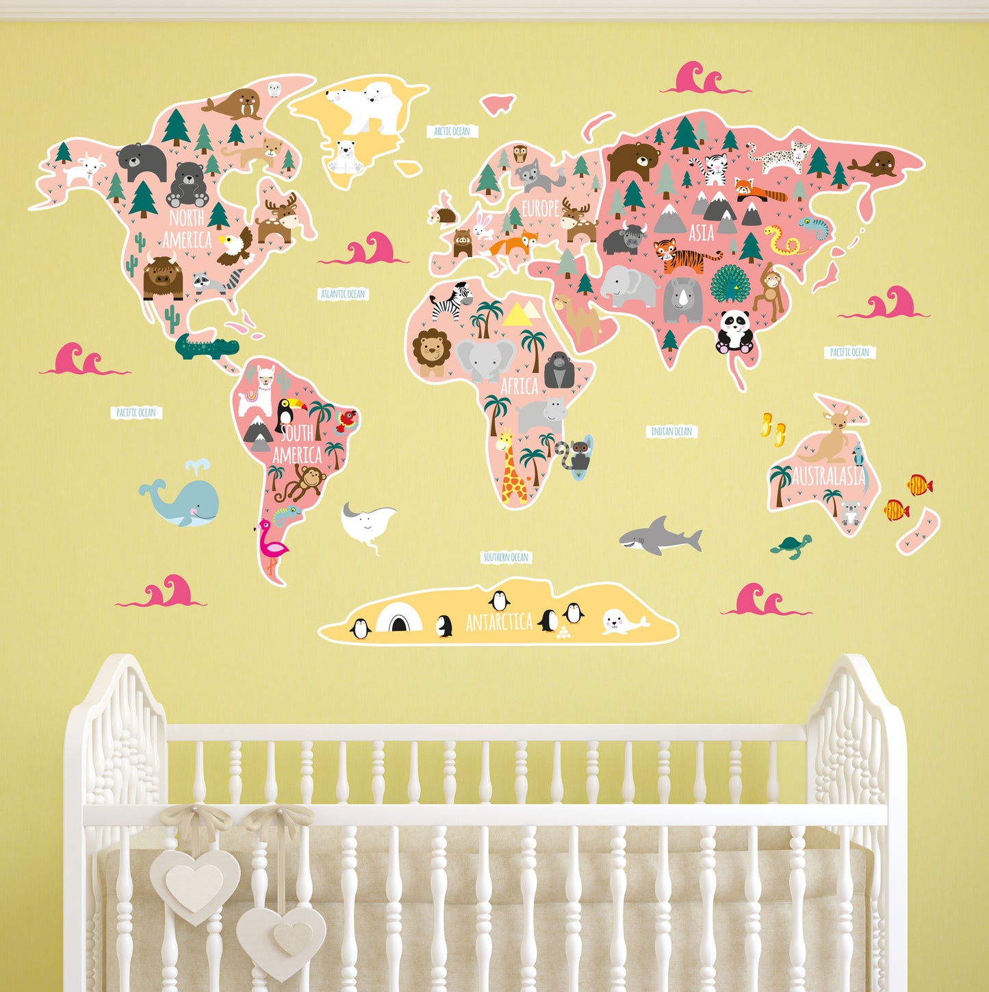Girls Map of The World Wall Sticker