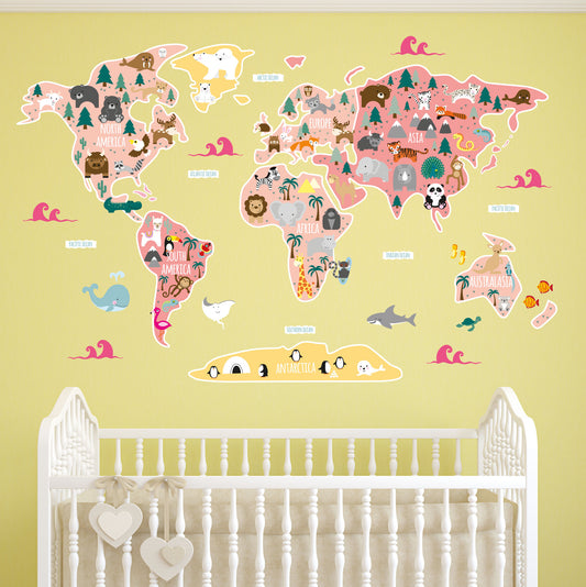 Girls Map of The World Wall Sticker