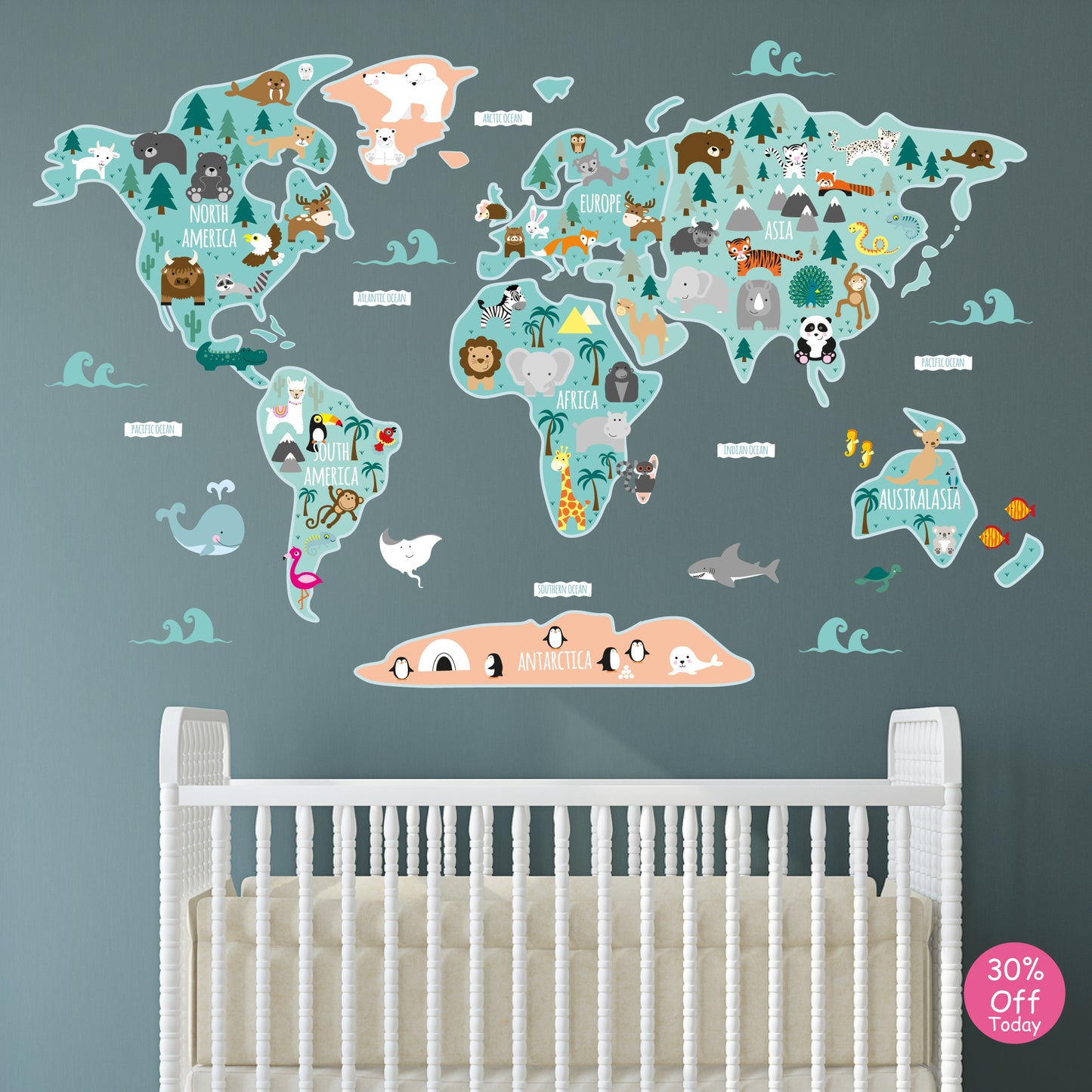 Children's Map of The World Wall Stickers
