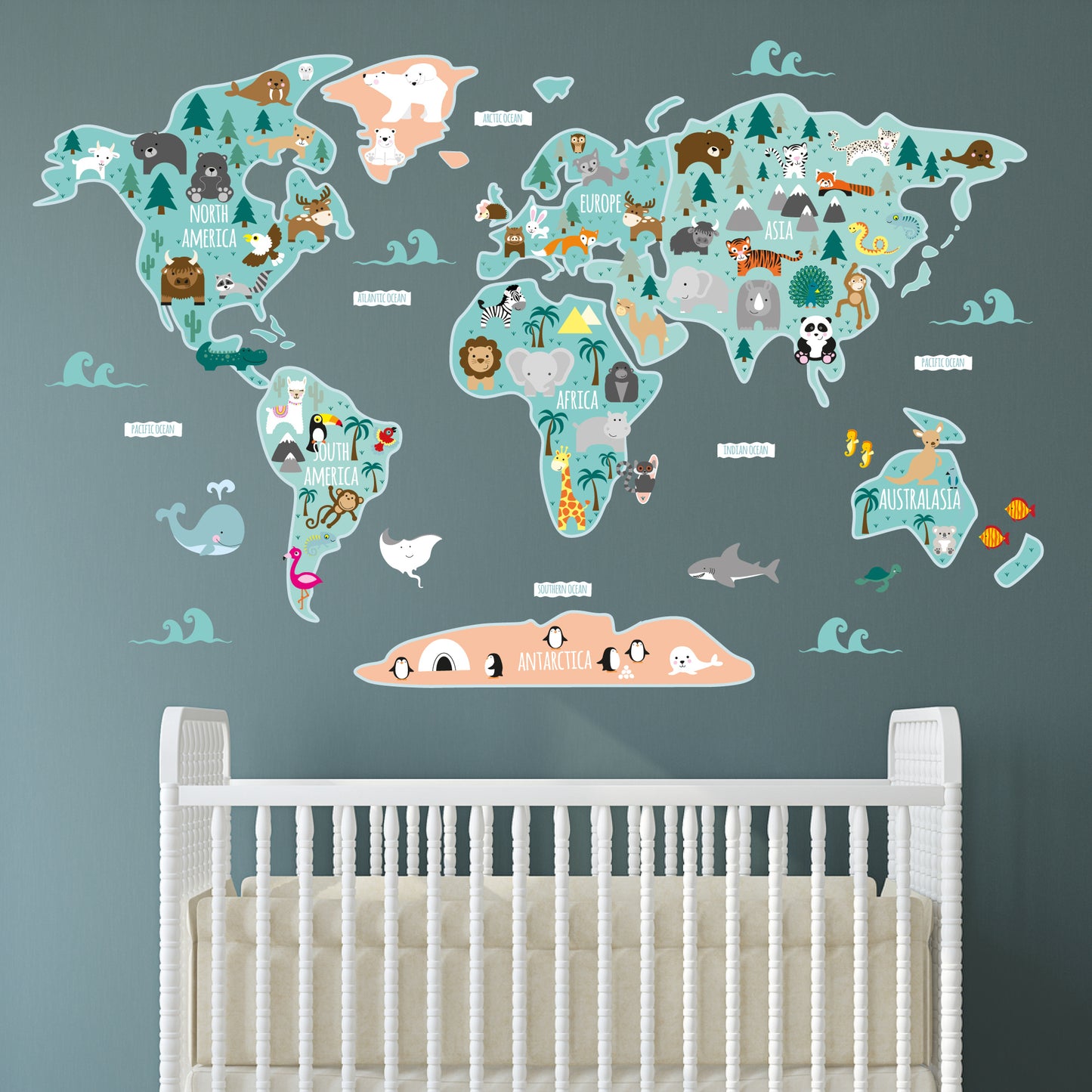 Children's Map of The World Wall Stickers