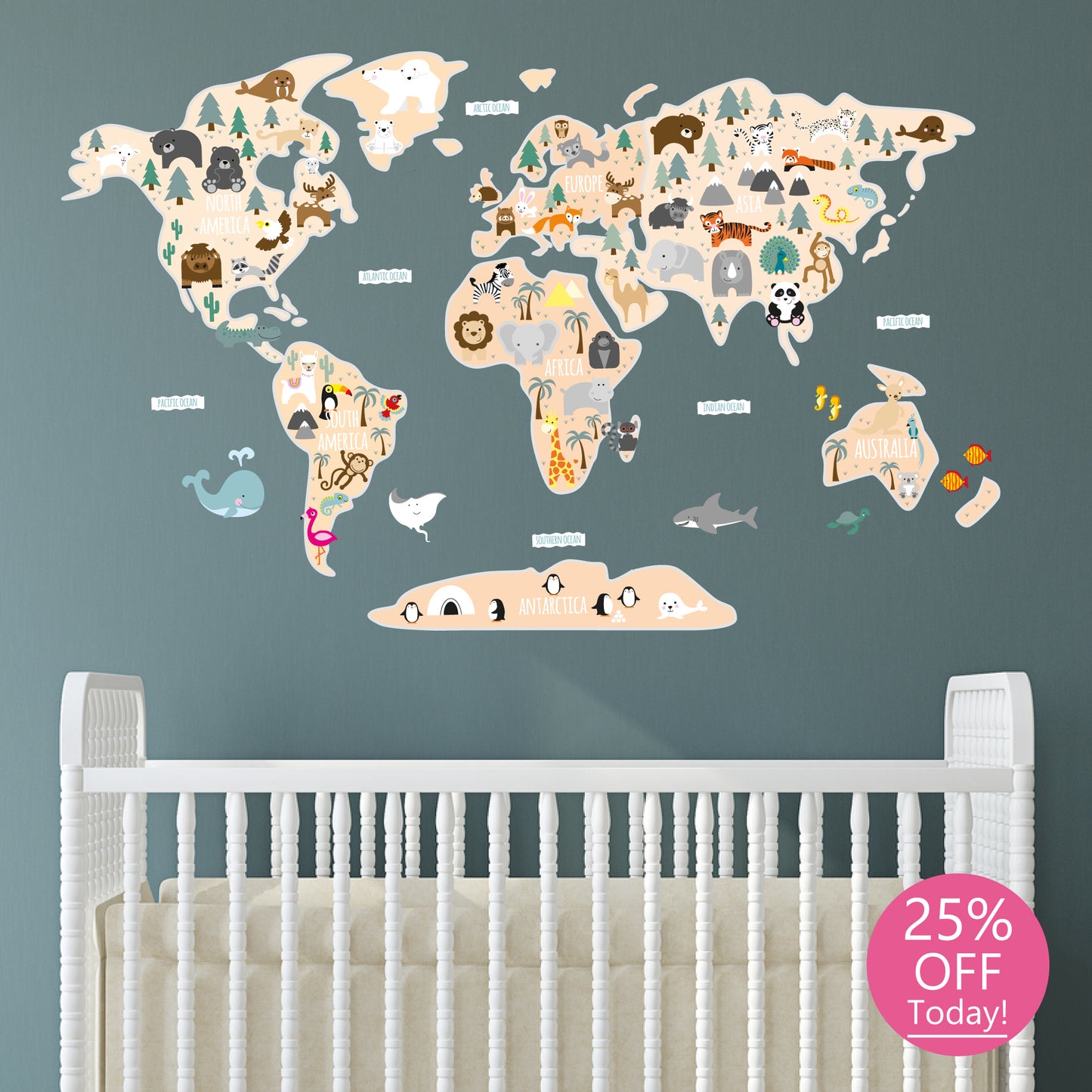 Children's Map of The World Wall Stickers