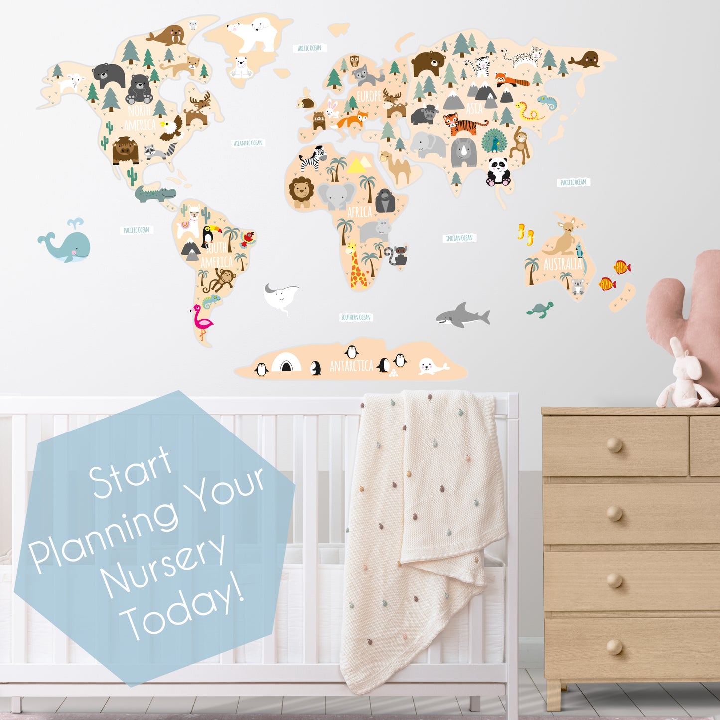 Children's Map of The World Wall Stickers