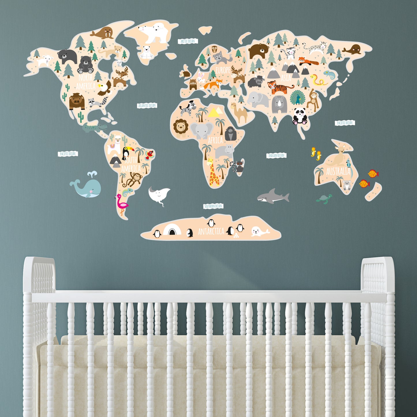 Children's Map of The World Wall Stickers