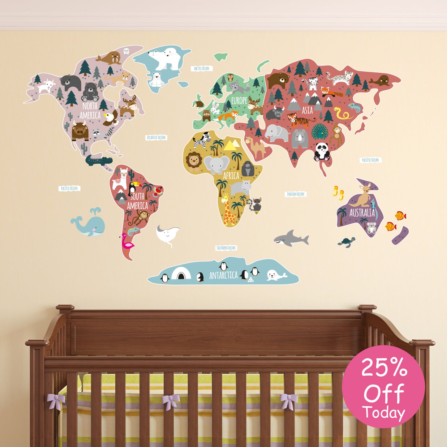 Children's Map of The World Wall Decals