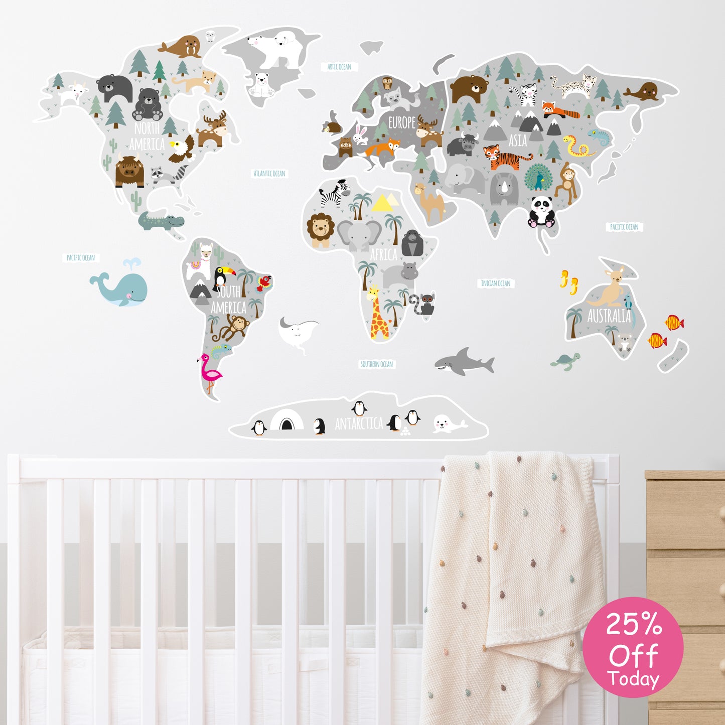 Children's Map of The World Wall Stickers