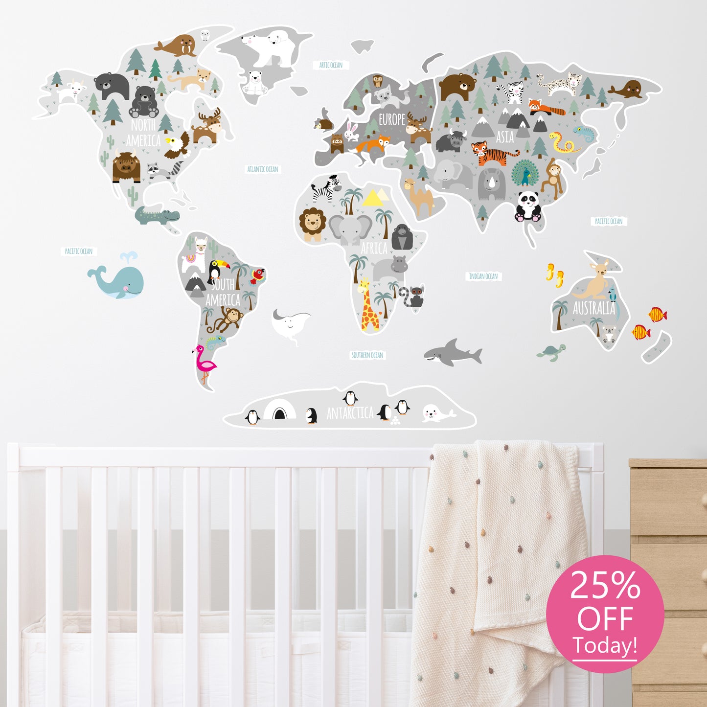 Children's Map of The World Wall Stickers