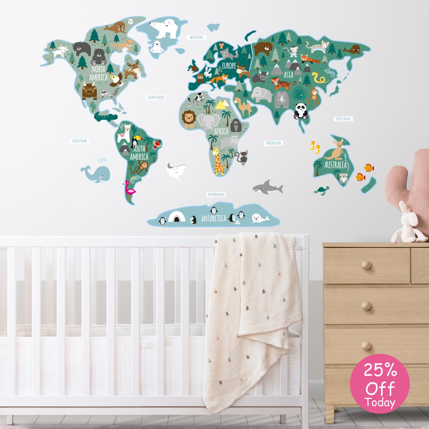 Children's Map of The World Wall Stickers