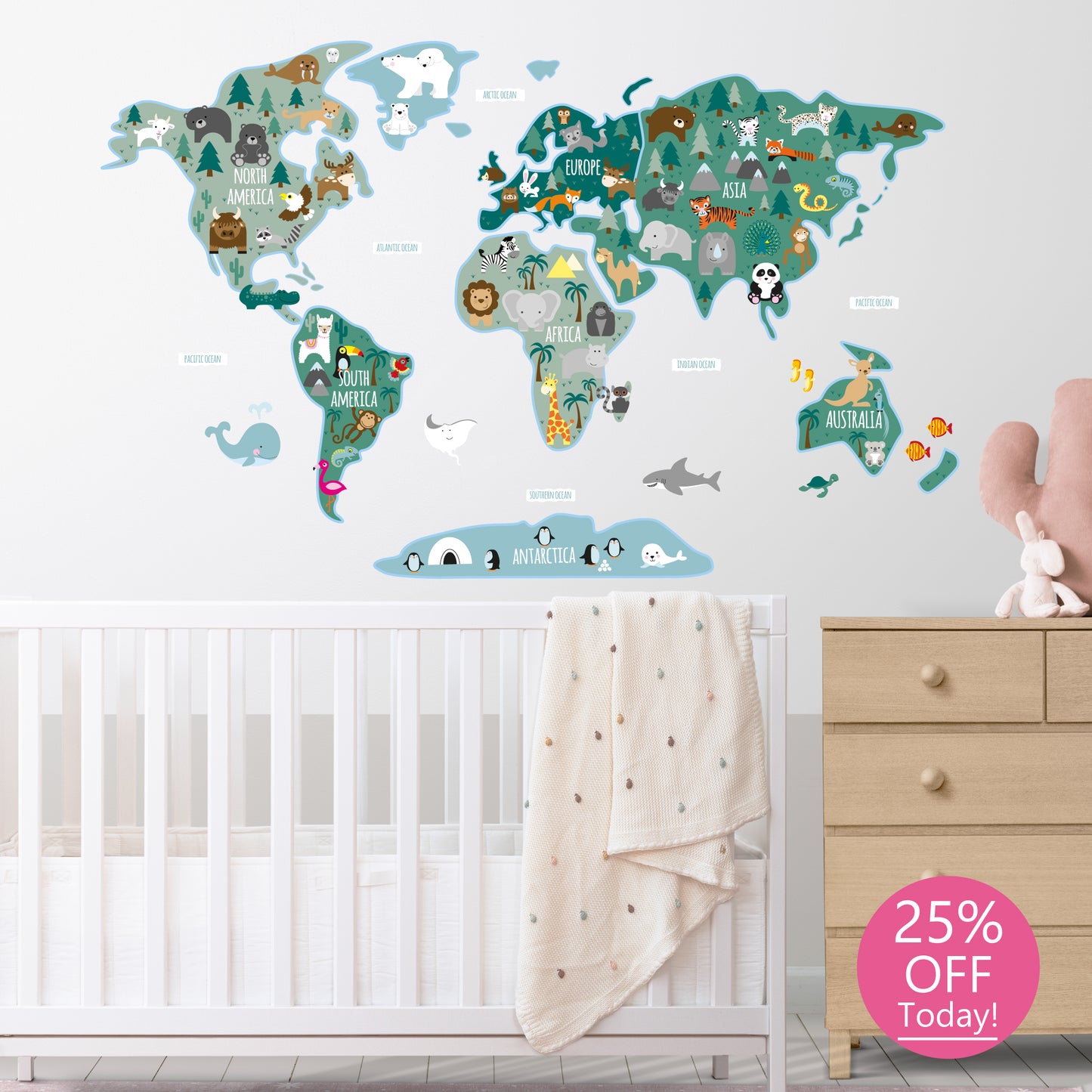 Children's Map of The World Wall Stickers