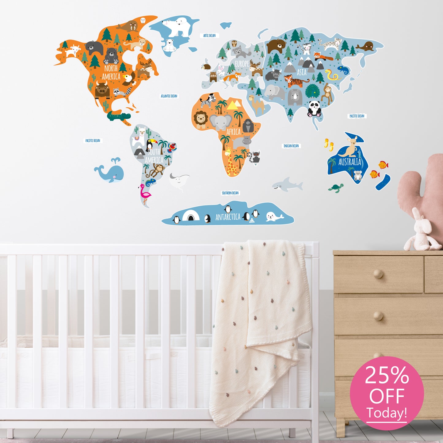 Boy's Map of The World Wall Stickers