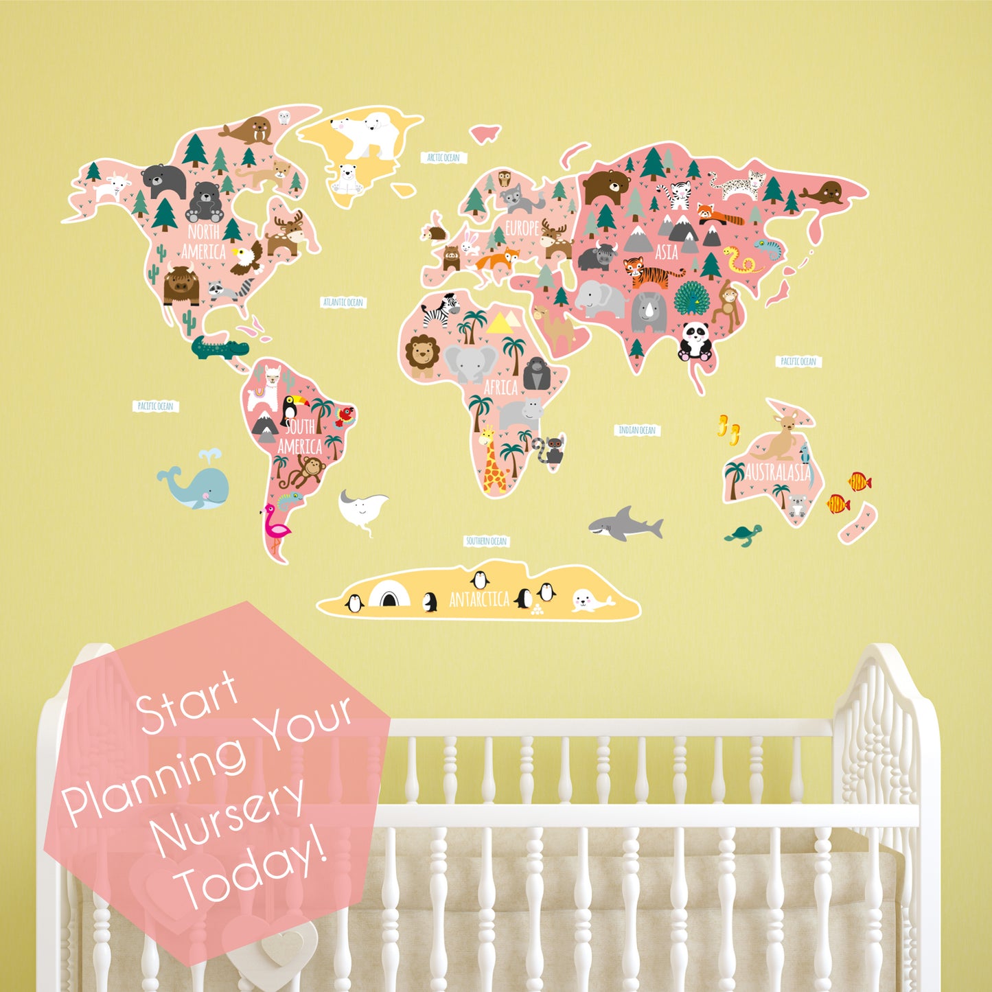 Girls Map of The World Wall Sticker