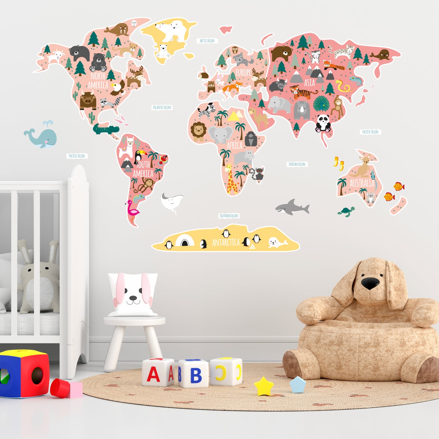 Girls Map of The World Wall Sticker