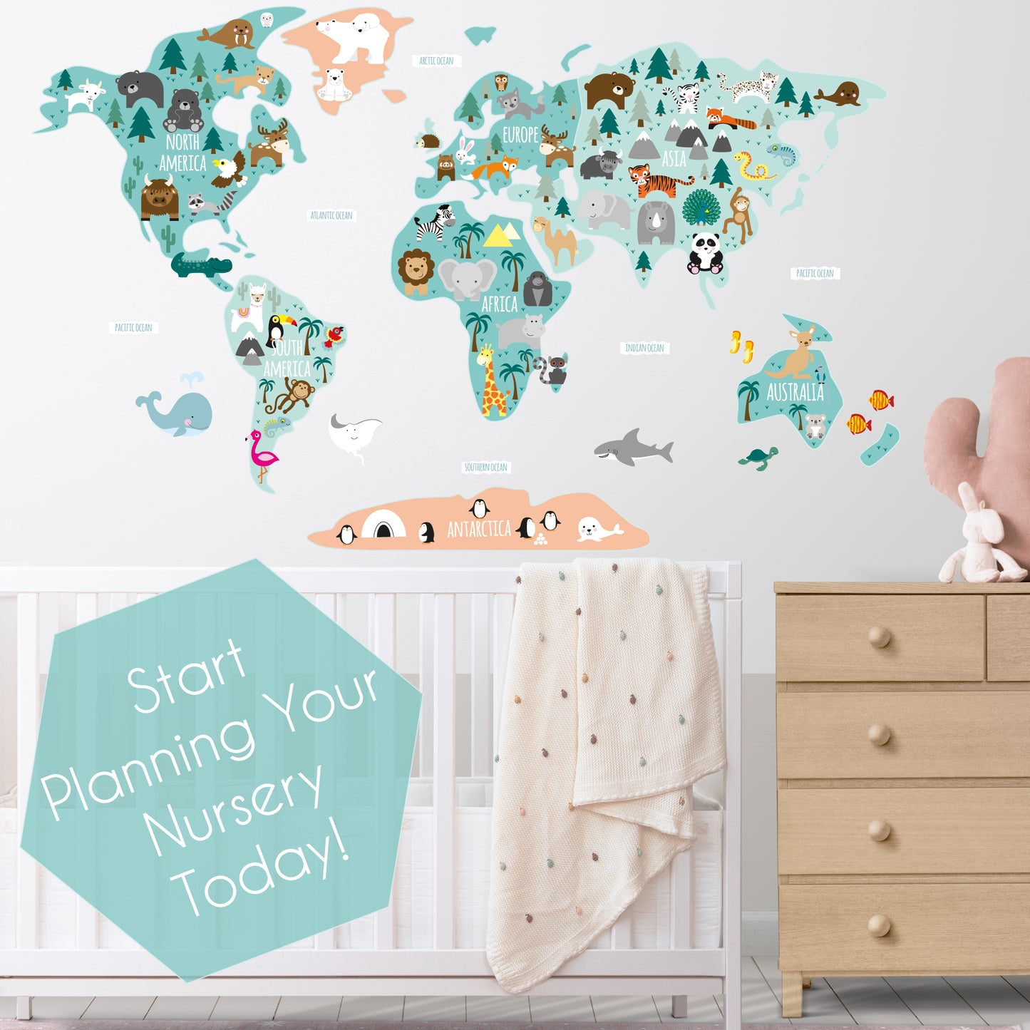 Children's Map of The World Wall Stickers