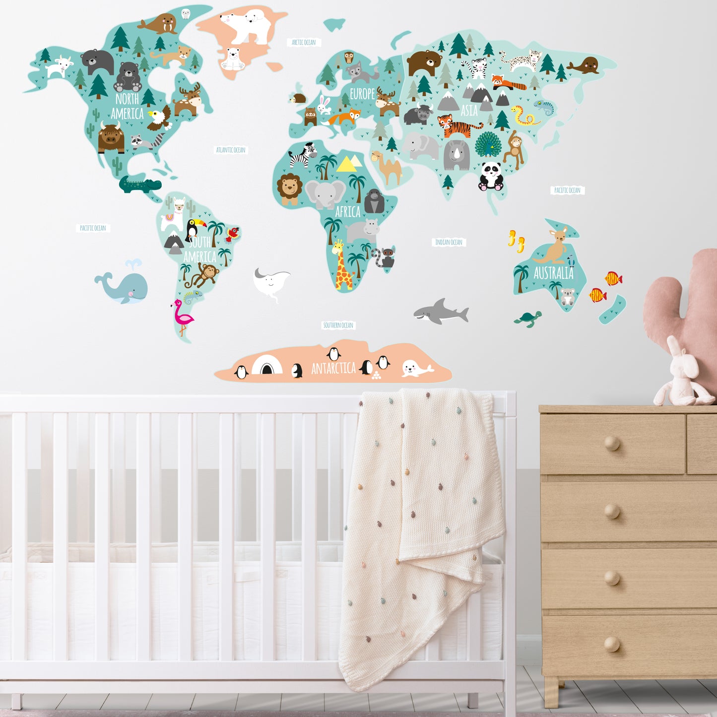 Children's Map of The World Wall Stickers