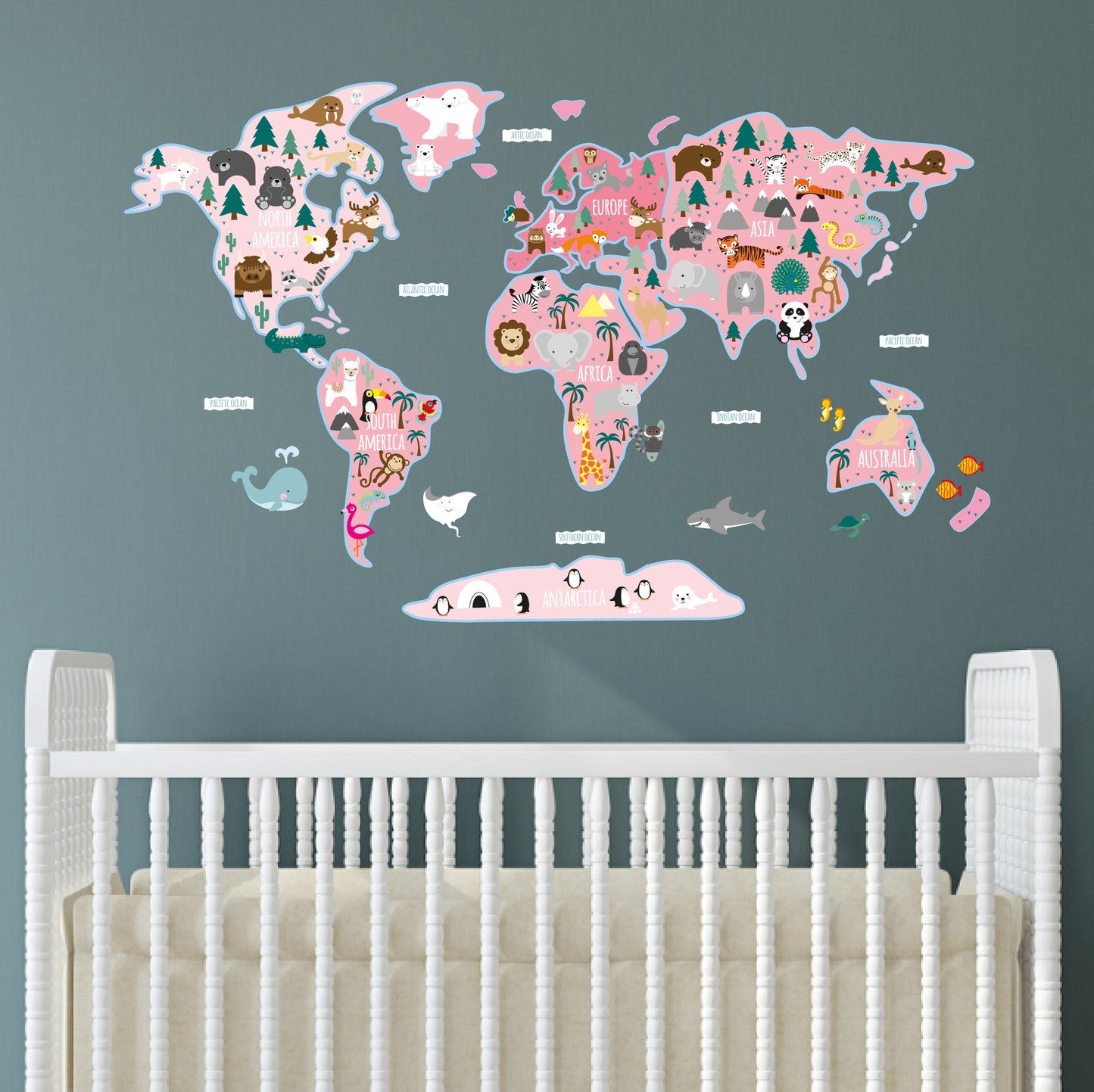 Girls Map of The World Wall Sticker