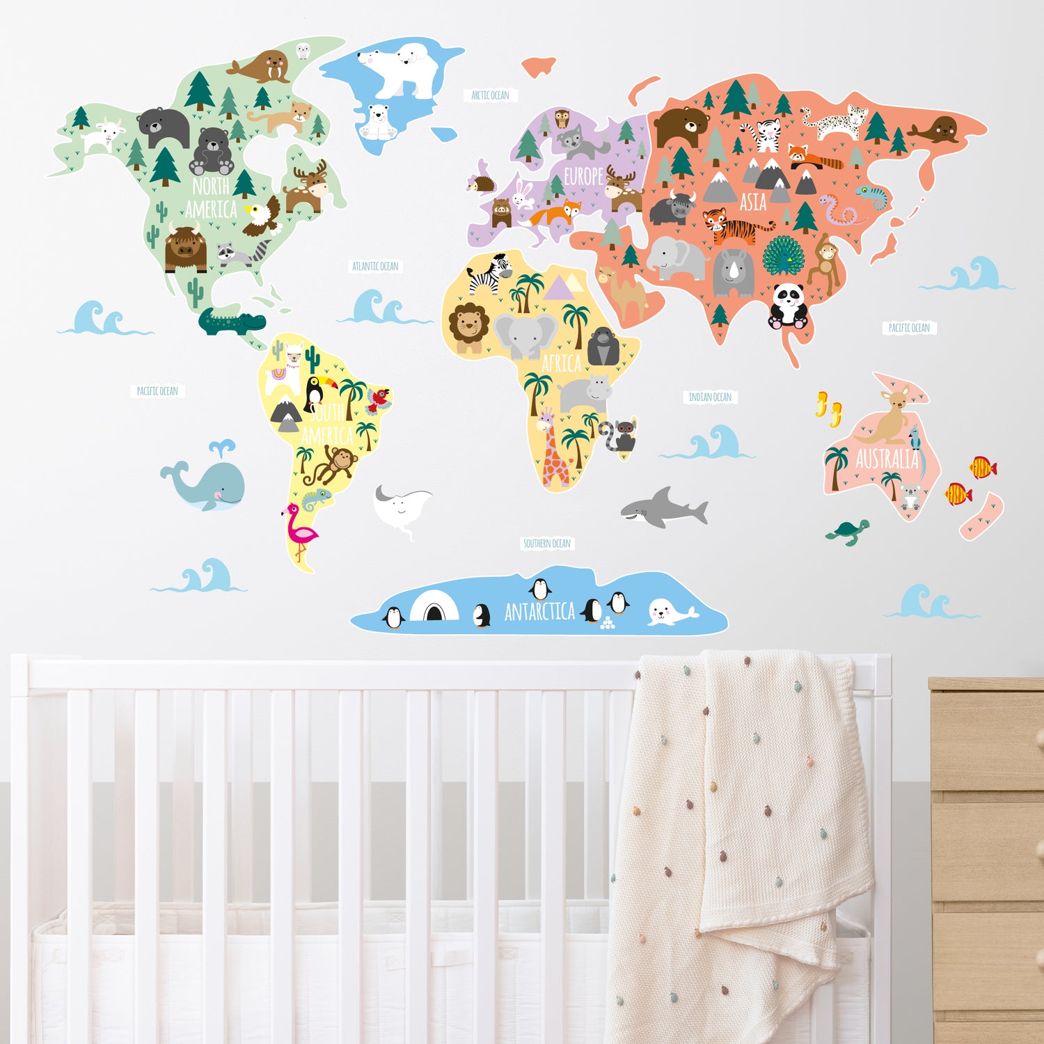 World Map Nursery Wall Stickers