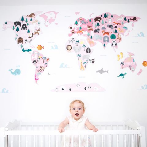 Girls Map of The World Wall Sticker