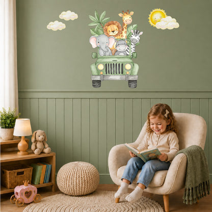 Safari Jeep Wall Stickers in Watercolour
