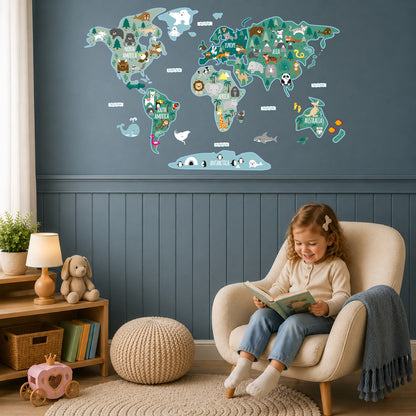 Children's Map of The World Wall Stickers