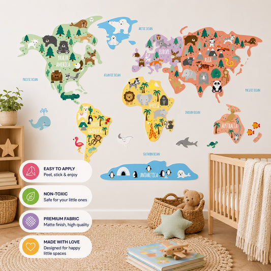 Children's Map of The World Wall Decals