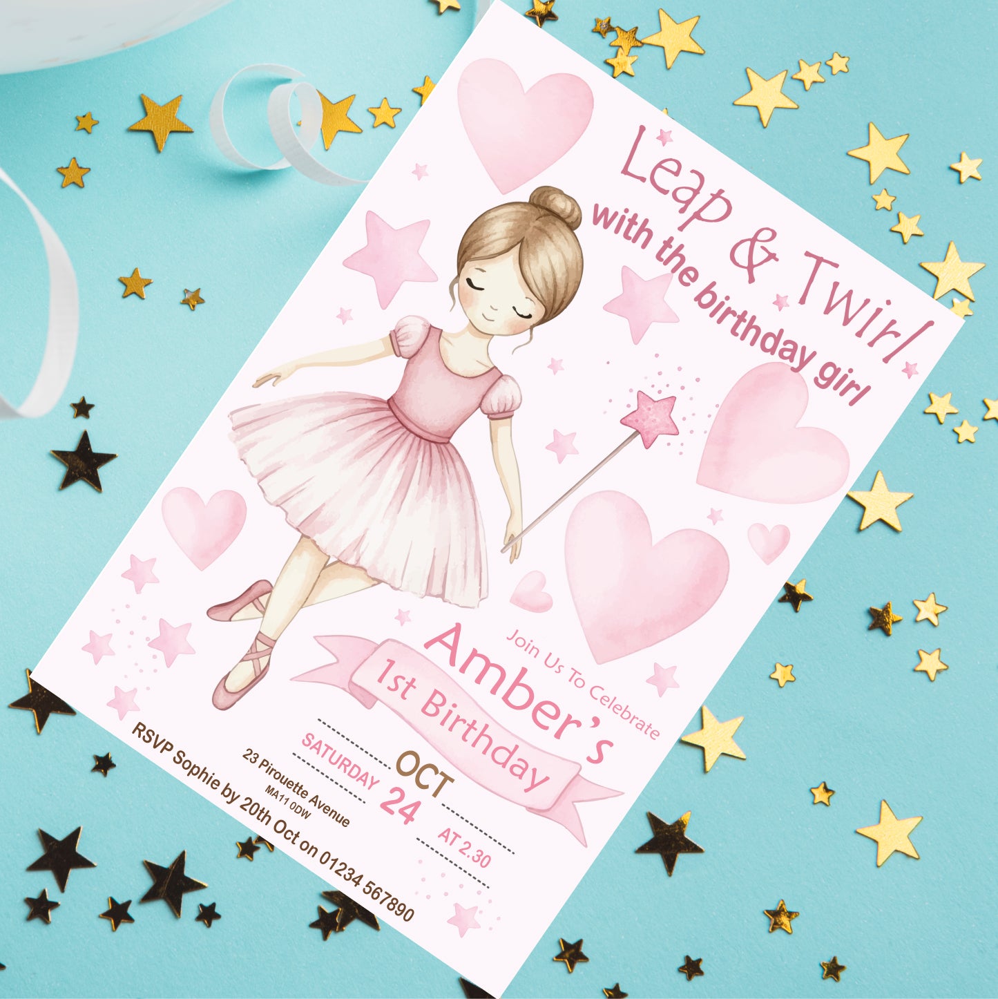 Ballerina Party Invite - Downloadable