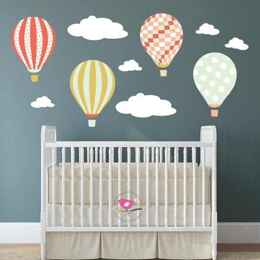 Balloon Nursery Wall Stickers with Clouds