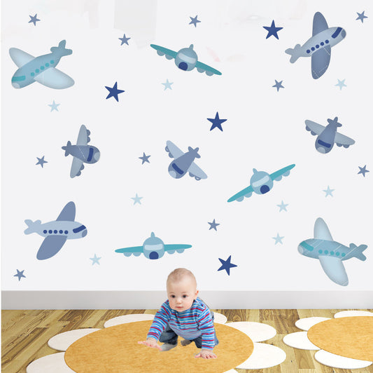 Aeroplane Wall Stickers for Baby Boys Nursery