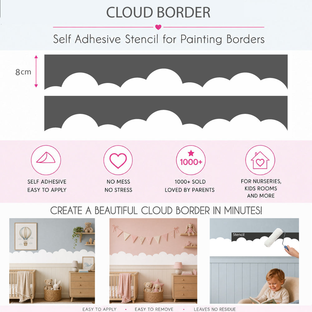 Large Cloud Arch Wall Stencil for Painting Borders
