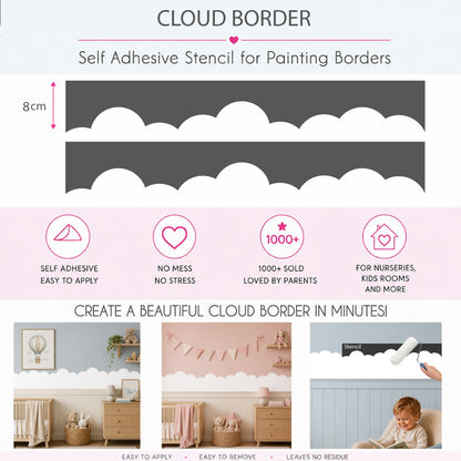 Large Cloud Arch Wall Stencil for Painting Borders