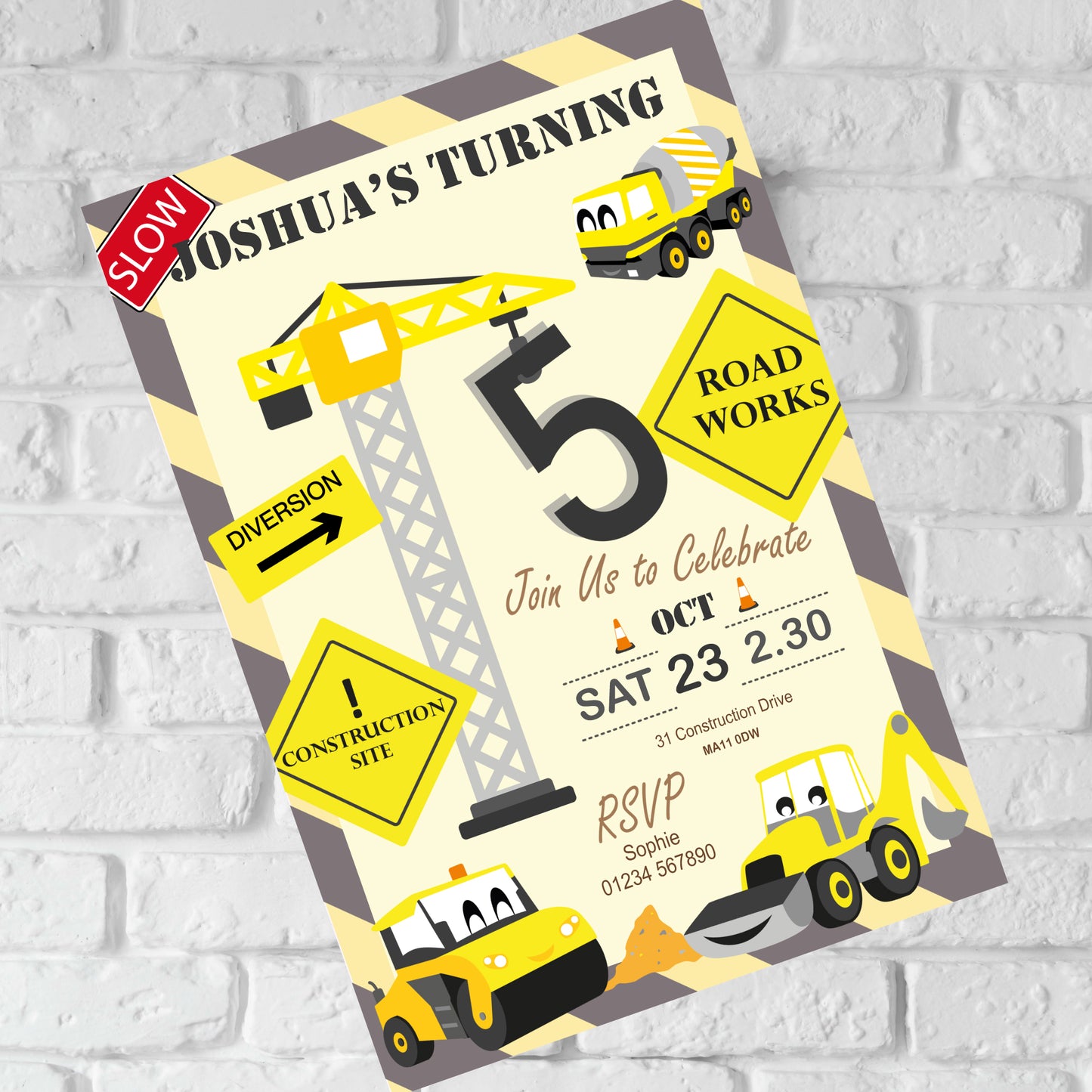 Construction Party Invite - Downloadable