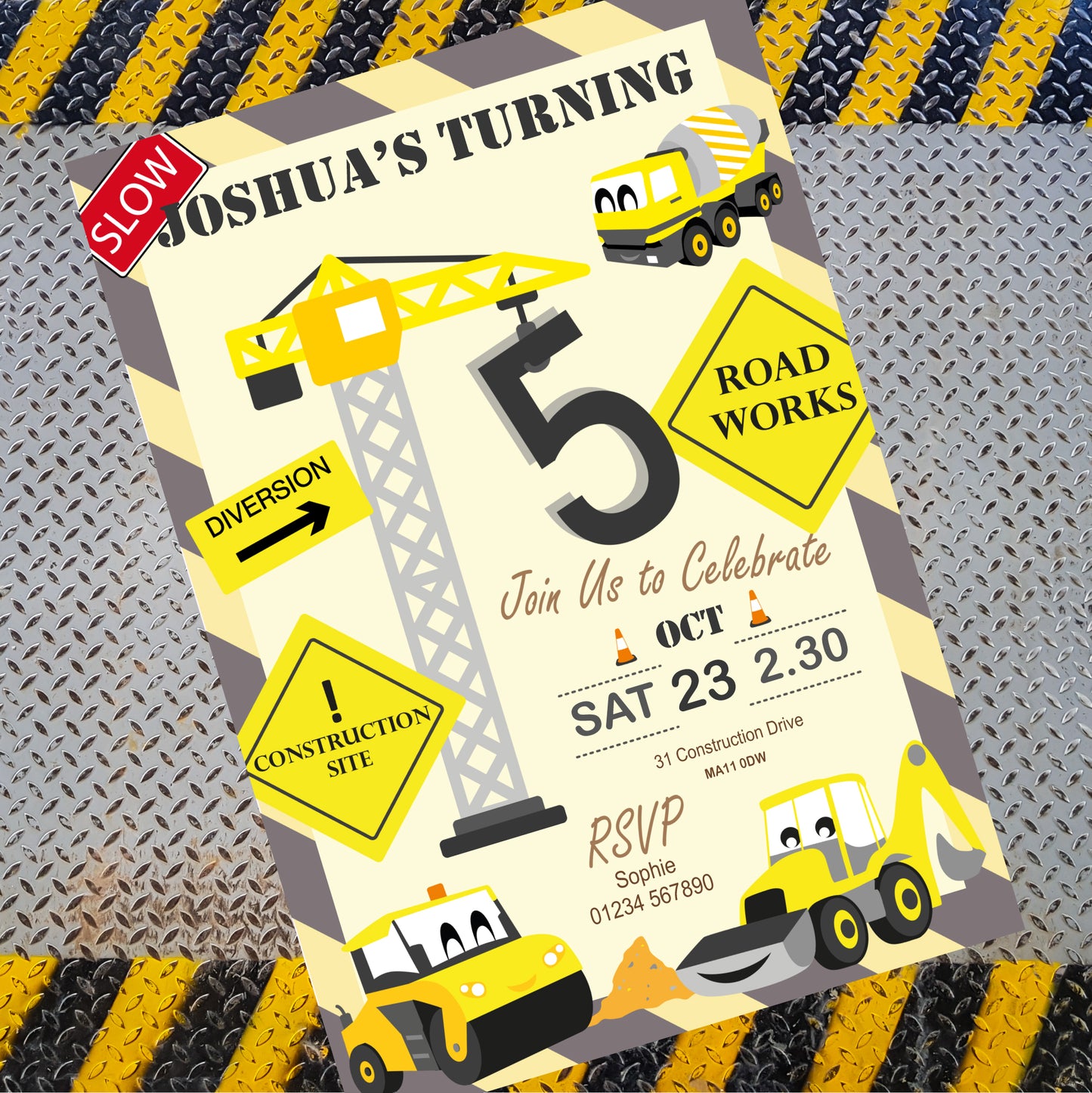 Construction Party Invite - Downloadable