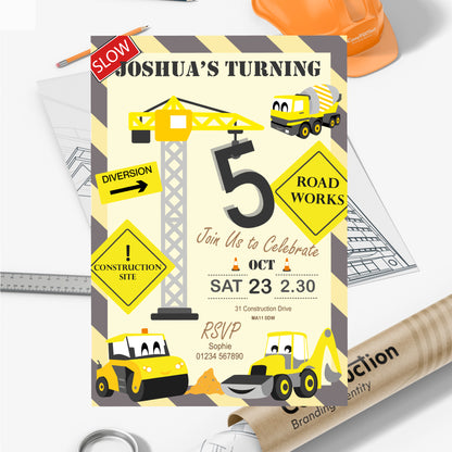 Construction Party Invite - Downloadable