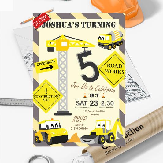 Construction Party Invite - Downloadable