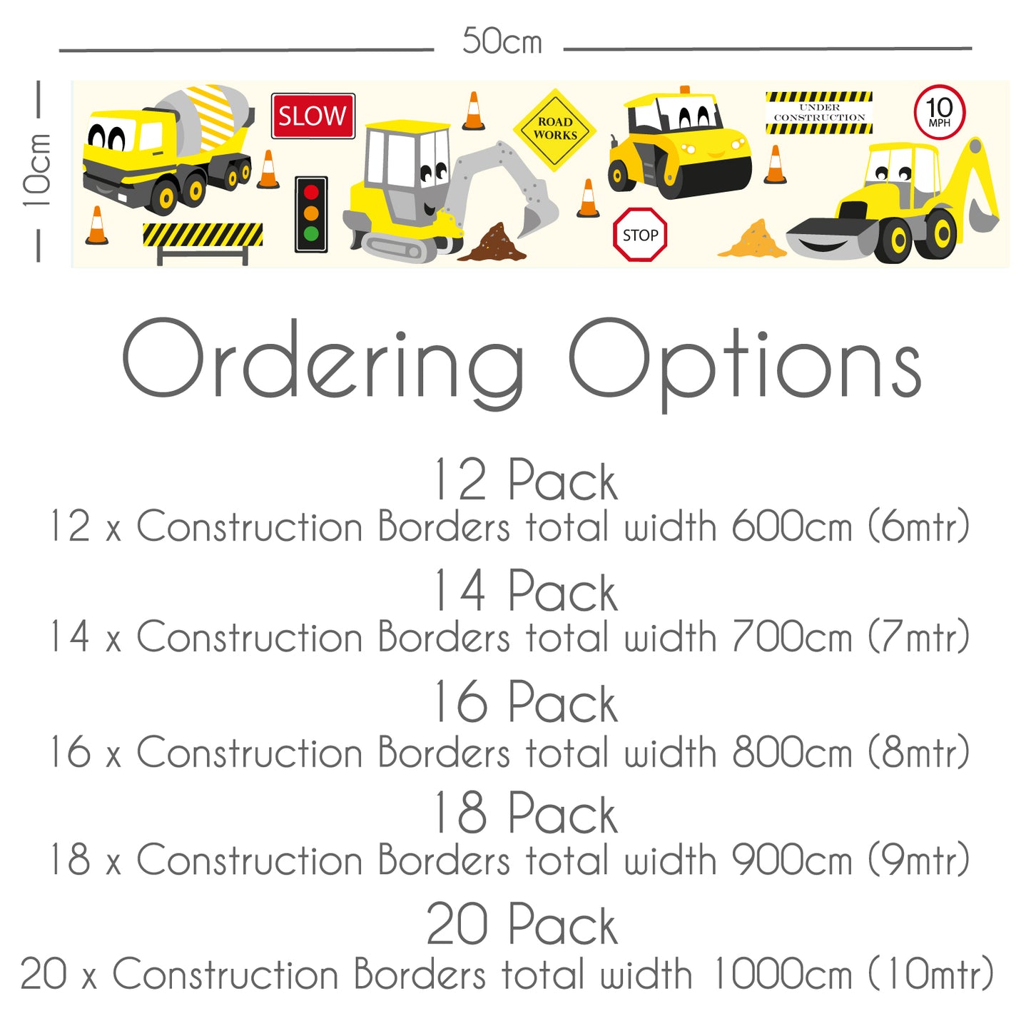 Construction Themed Wall Sticker Border