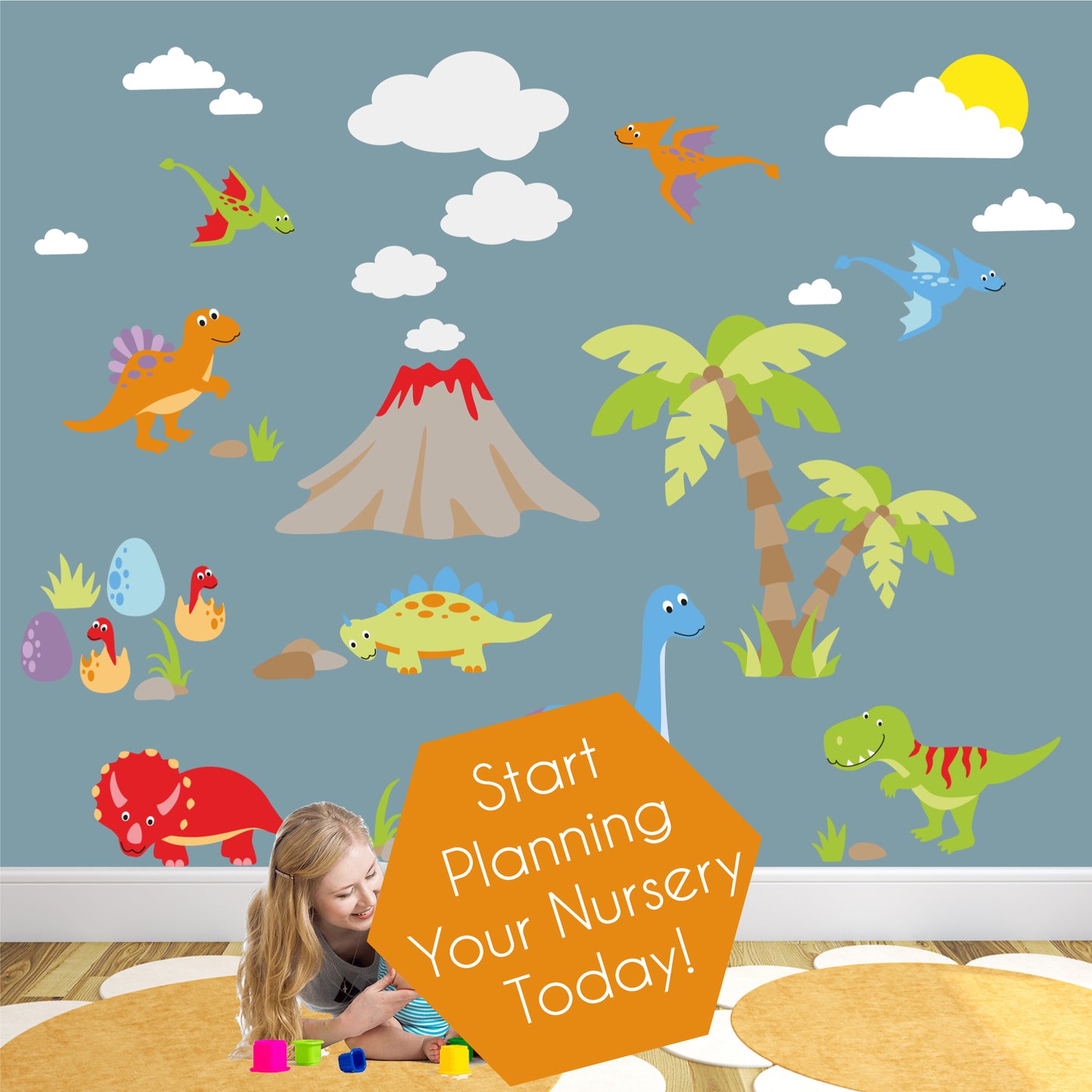 Large Dinosaur Nursery Wall Stickers