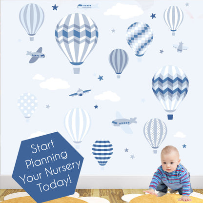 Boys Hot Air Balloons and Jets Wall Stickers