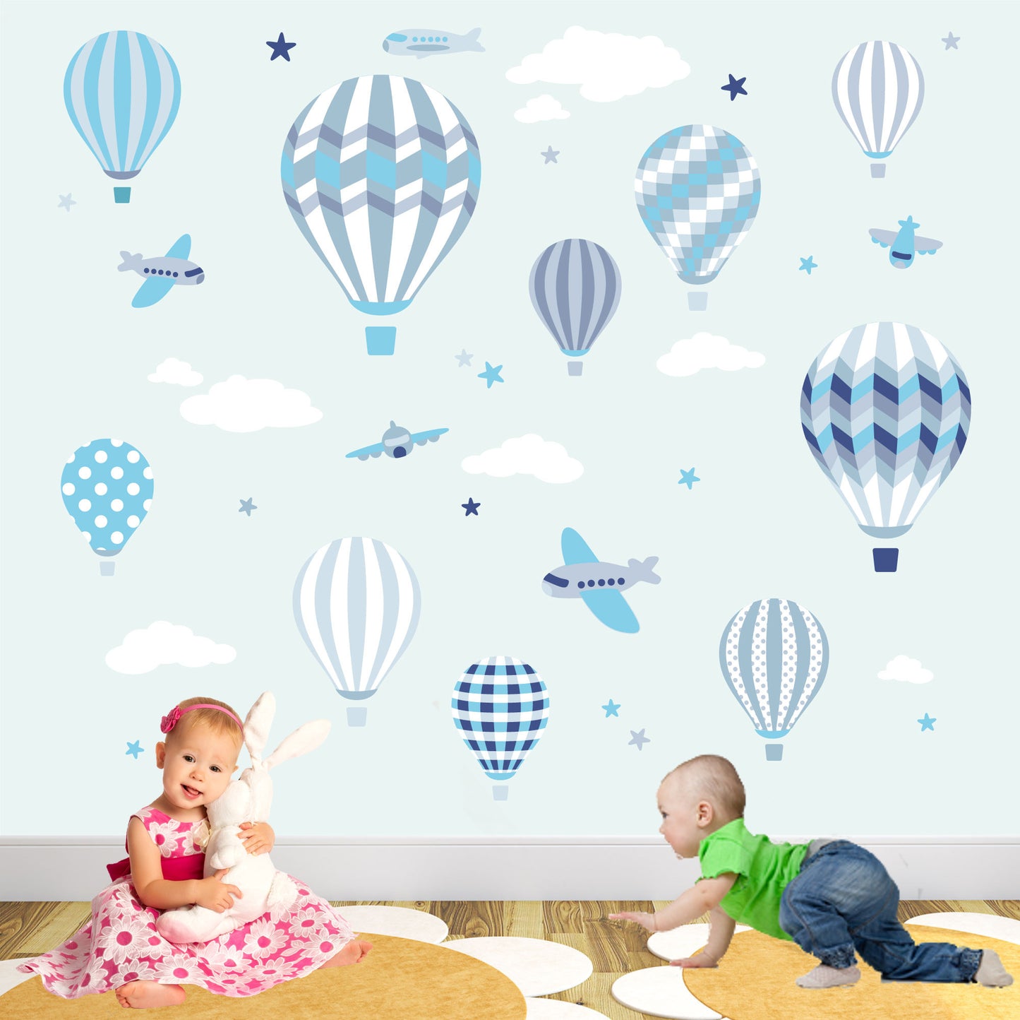 Hot Air Balloons and Jets Wall Stickers Boys Nursery