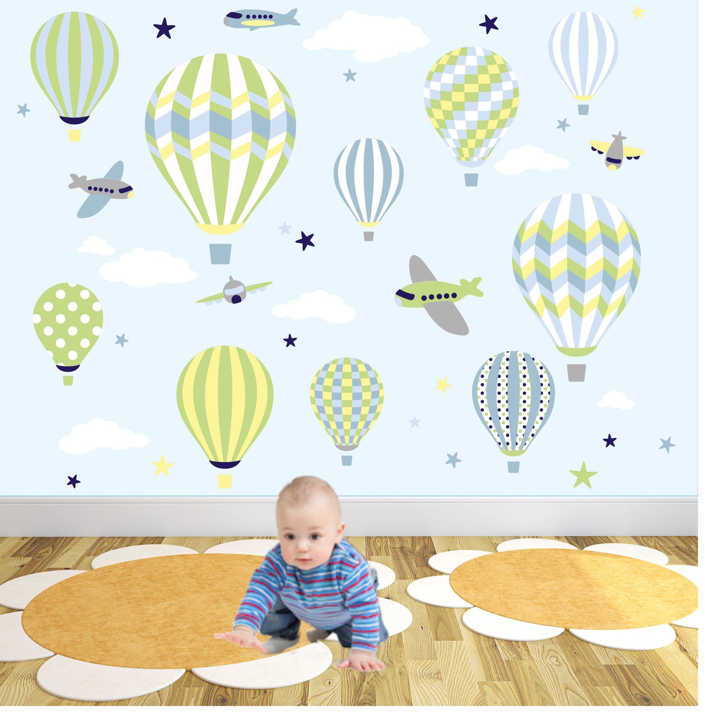 Boys Hot Air Balloons and Jets Wall Stickers