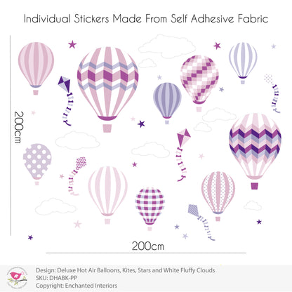 Girls Hot Air Balloons & Kites Wall Stickers