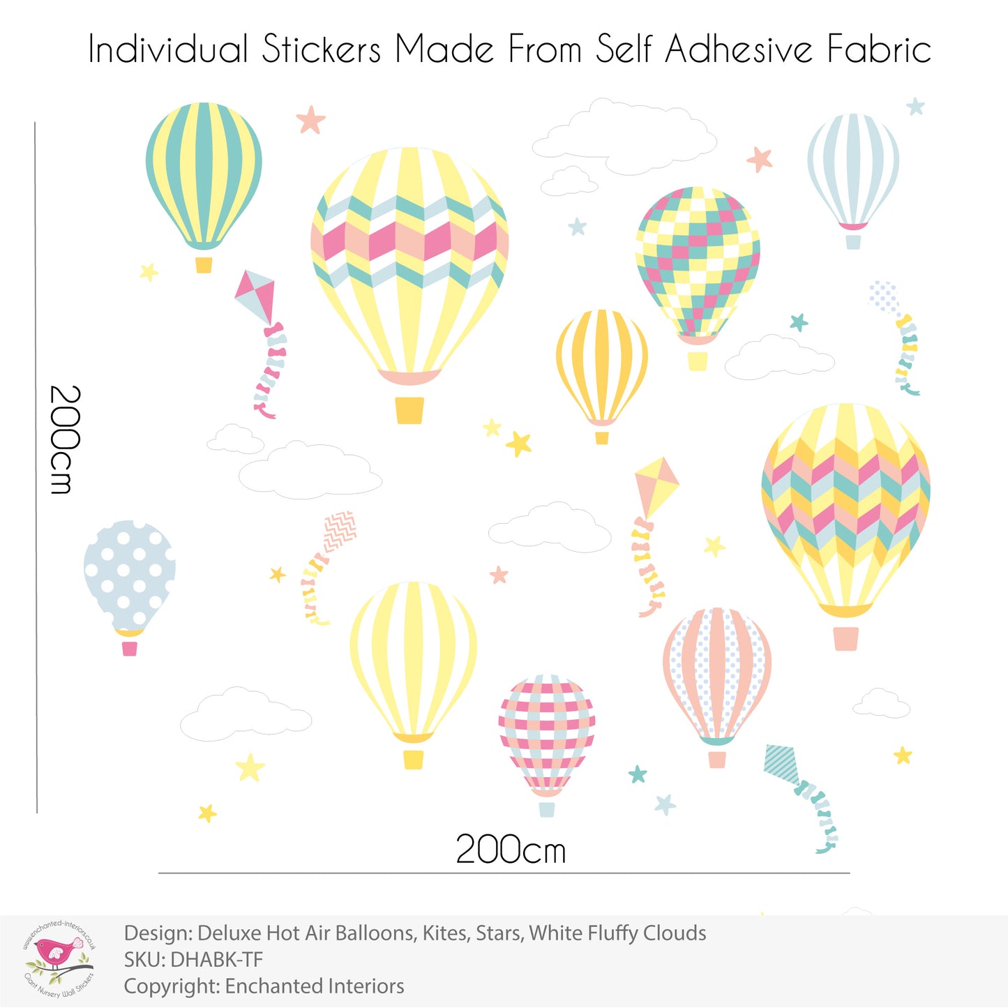 Large Balloons and Kites Pastel Nursery Wall Stickers