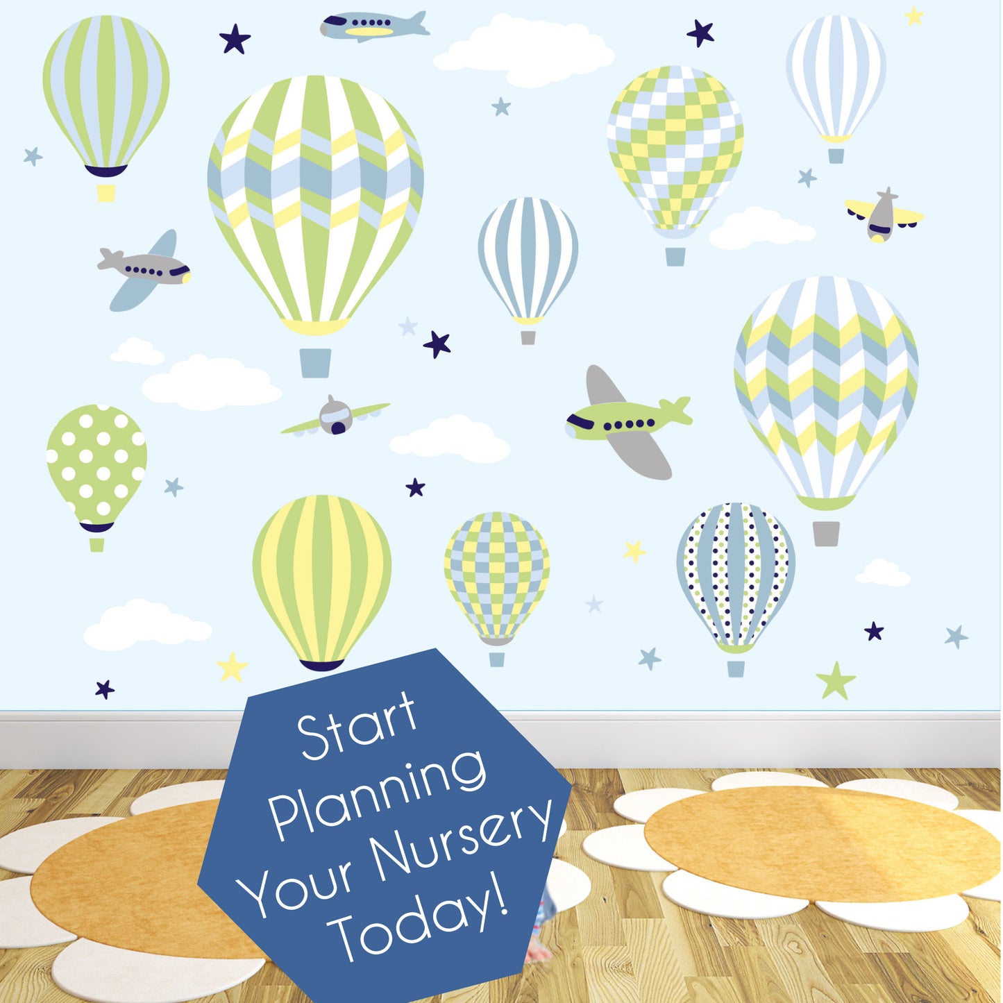 Boys Hot Air Balloons and Jets Wall Stickers