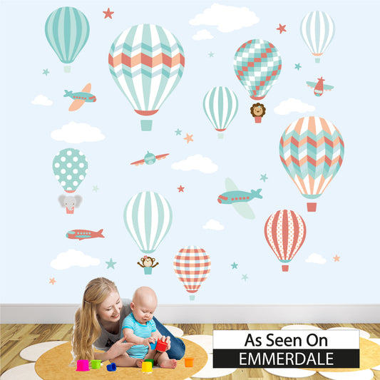 Large Jungle Balloons and Planes Nursery Wall Stickers