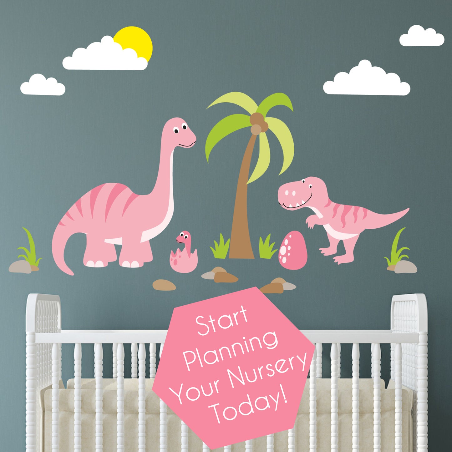 Girls Dinosaur Nursery Wall Stickers