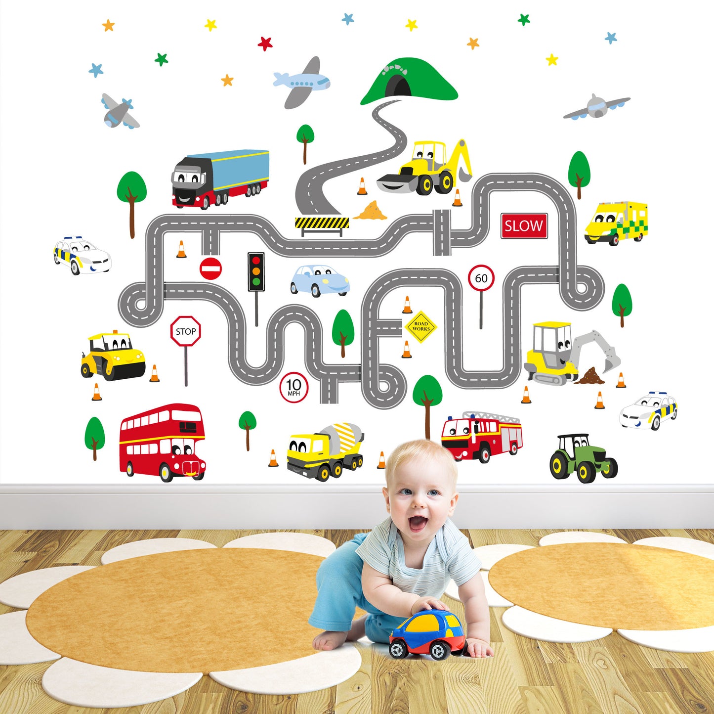 Motor Vehicle Wall Stickers for Baby Boys Nursery